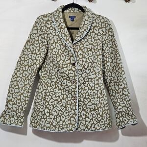 J. McLaughlin 100% Cotton Neutral Leopard Print Button Front Blazer, sz 6
